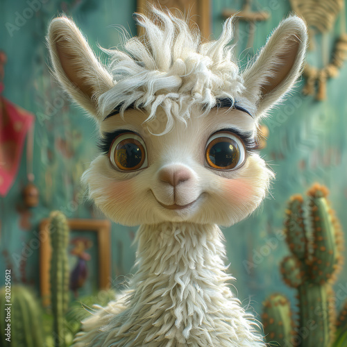 beautiful baby llama in close-up with friendly face  © Marcelo