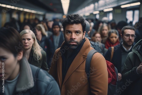 man stand on busy subway station during morning commute © MR. INVINCIBLE