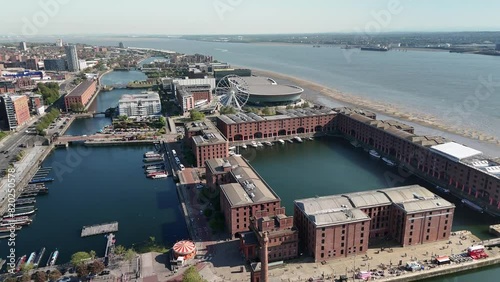 Aerial drone shot of Liverpool and Albert Dock photo