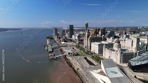 Aerial drone shot of Liverpool waterfront photo