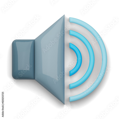 3D sound volume icon with alpha channel, blue waves.
