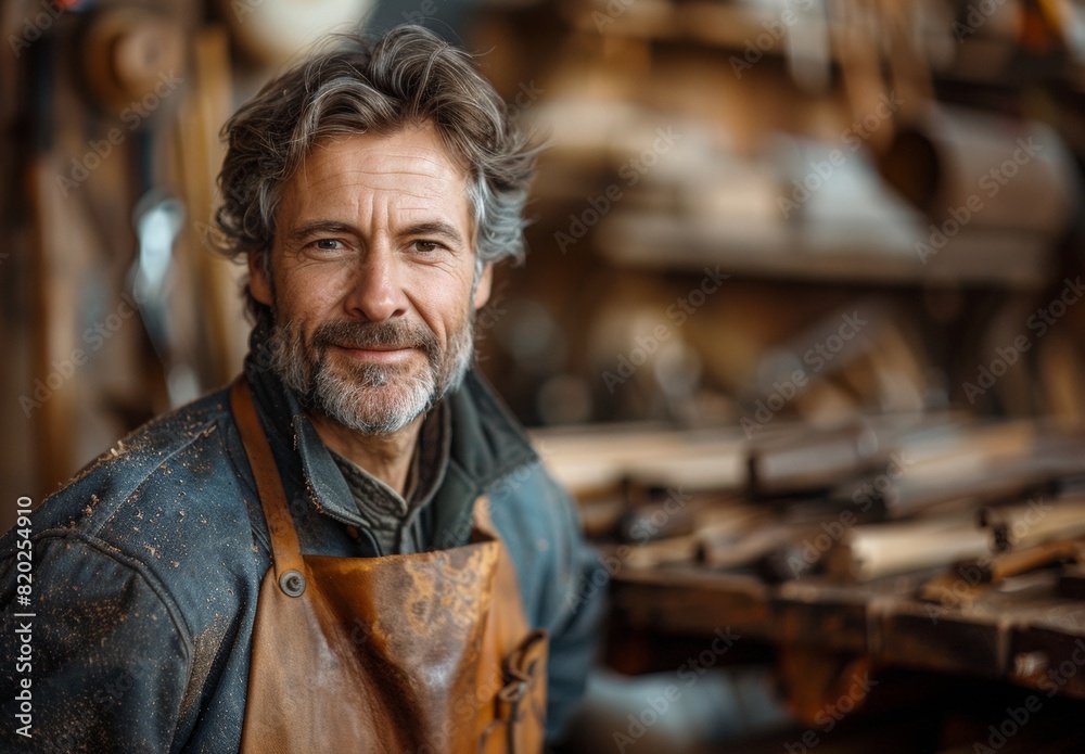 Carpenter works in workshop, AI generated Carpenter works in workshop, AI generated