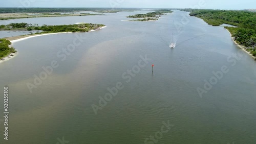 Drone shot sailboat on the intercoastal in upper Florida