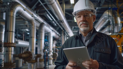 A Mature Engineer with Tablet