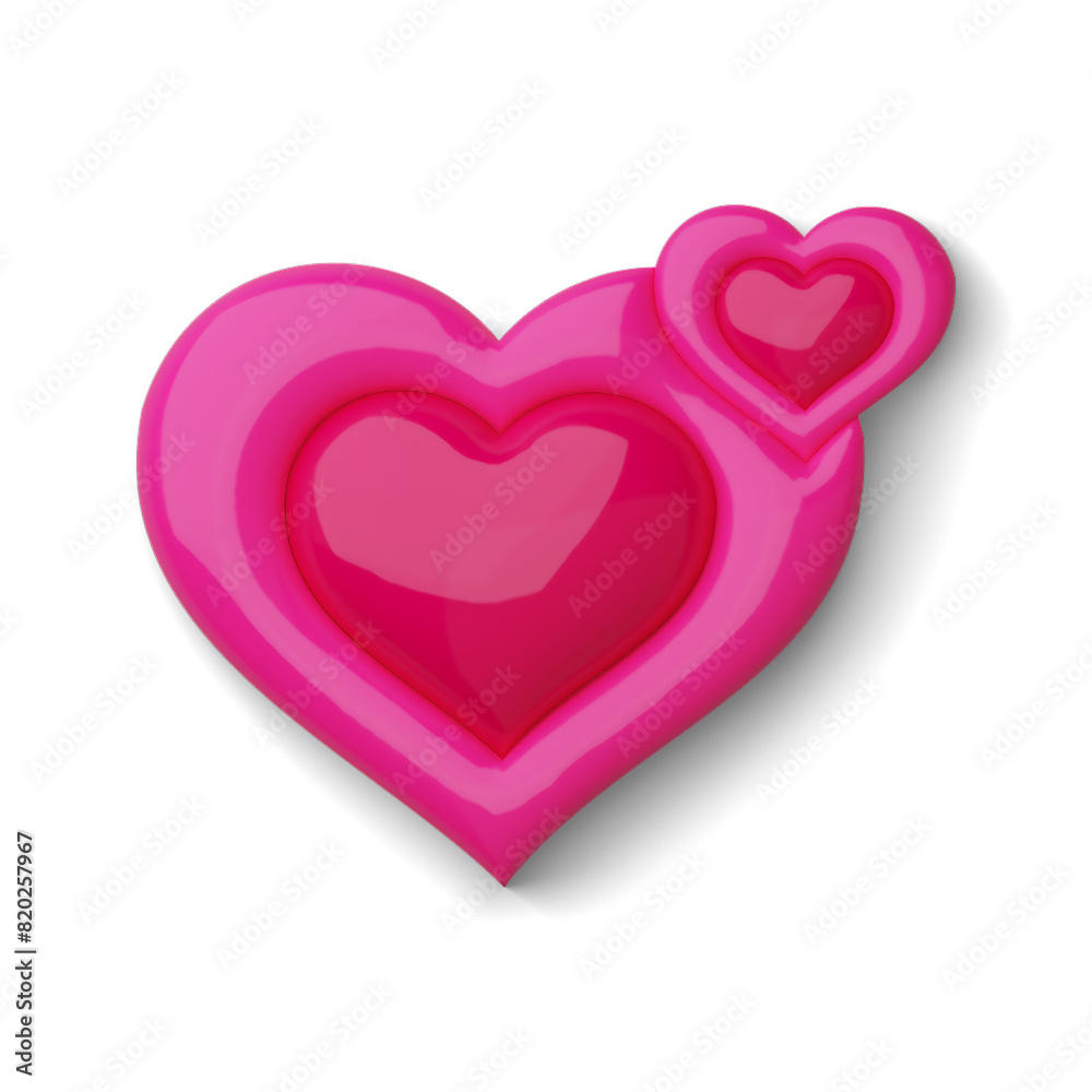 Pink nested hearts, alpha channel PNG isolated
