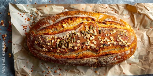 A loaf of bread with seeds on top. photo