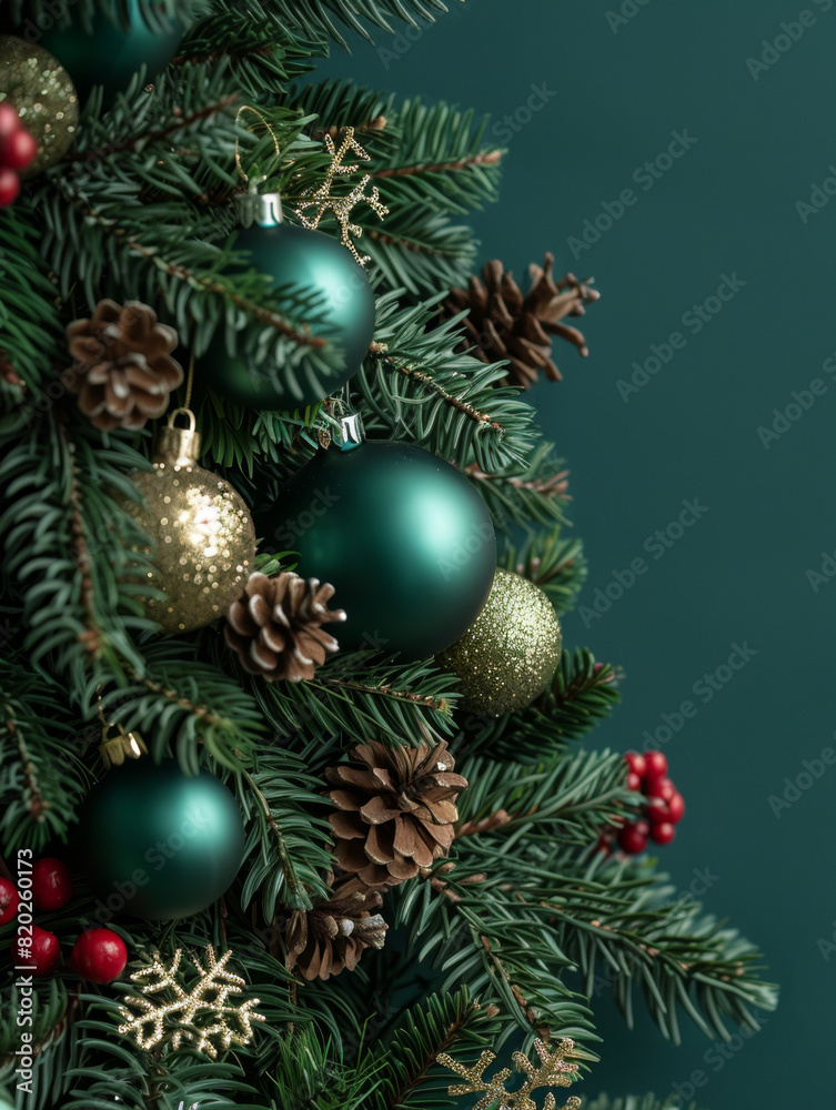 Festive design Christmas tree. Merry Christmas and Happy New Year holiday card, poster and banner