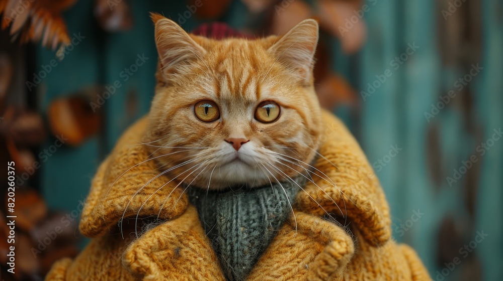 Veterinarian showing care while holding a cat gently in arms against serene blue background Veterinarian showing care while holding a cat gently in arms against serene blue background