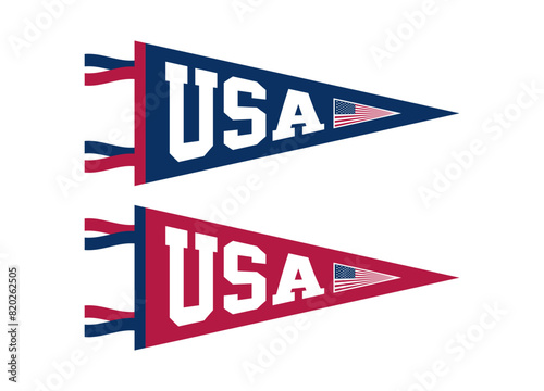 Vector sport pennants of countries in USA.