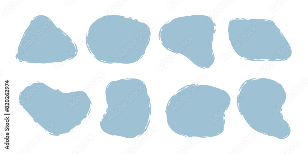 Abstract irregular organic blob collection. Blue blot texture art. Design element. Deformed geometric shape. Modern Liquid spot Abstract irregular organic blob collection. Blue blot texture art. Design element. Deformed geometric shape. Modern Liquid spot
