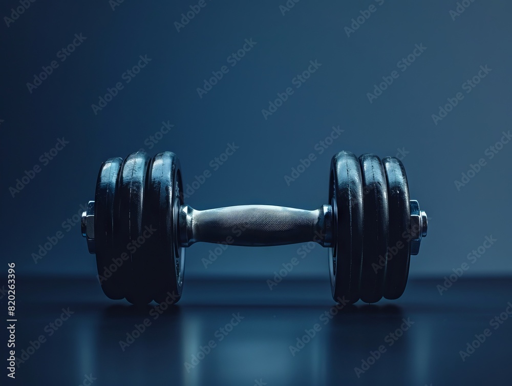 Naklejka premium A dumbbell on a dark background.