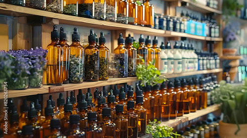 Explore diverse herb tinctures for gentle yet powerful homeopathic healing at a shop. Concept Herbal Tinctures  Homeopathic Healing  Natural Remedies  Wellness Shop  Diverse Ingredients AI