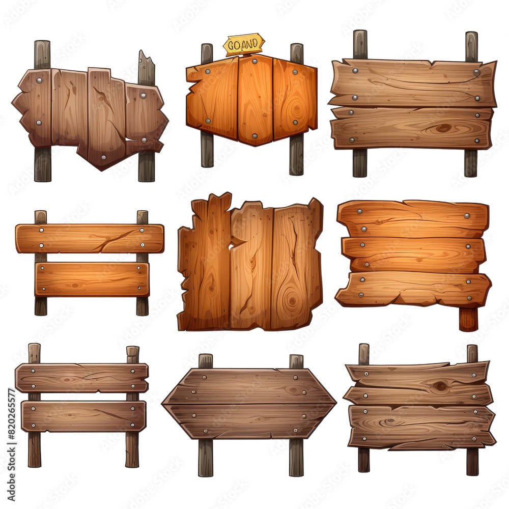 A sticker of Wooden signboards A sticker of Wooden signboards