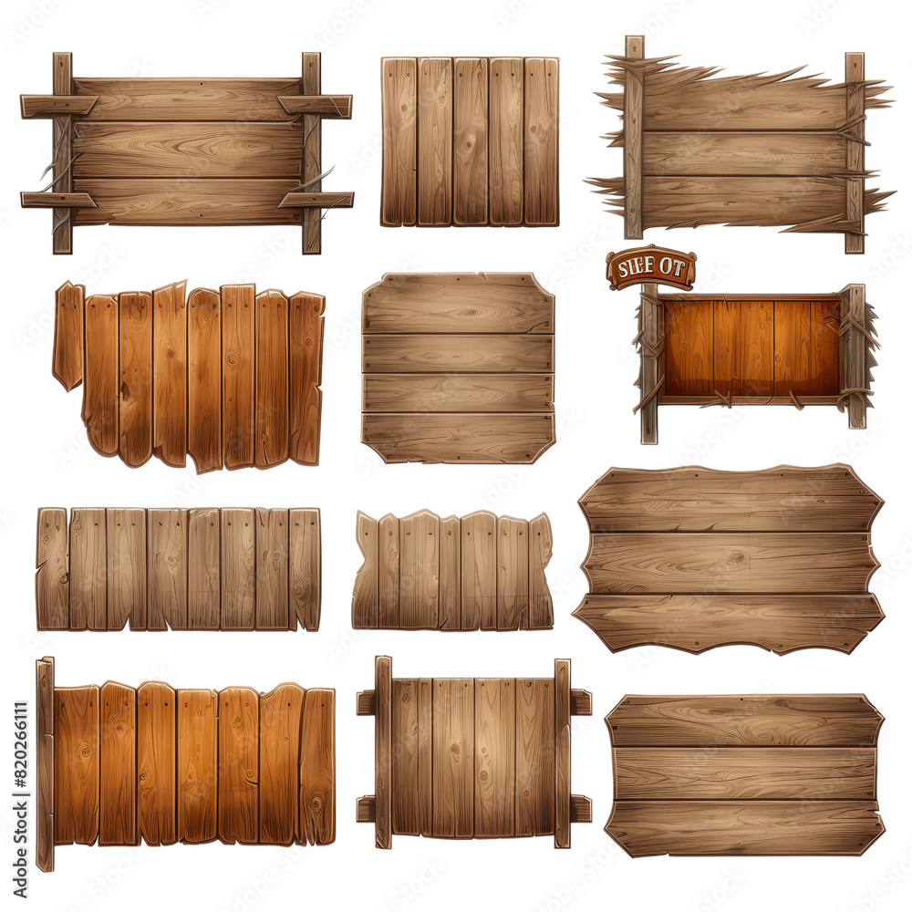 A sticker of Wooden signboards A sticker of Wooden signboards