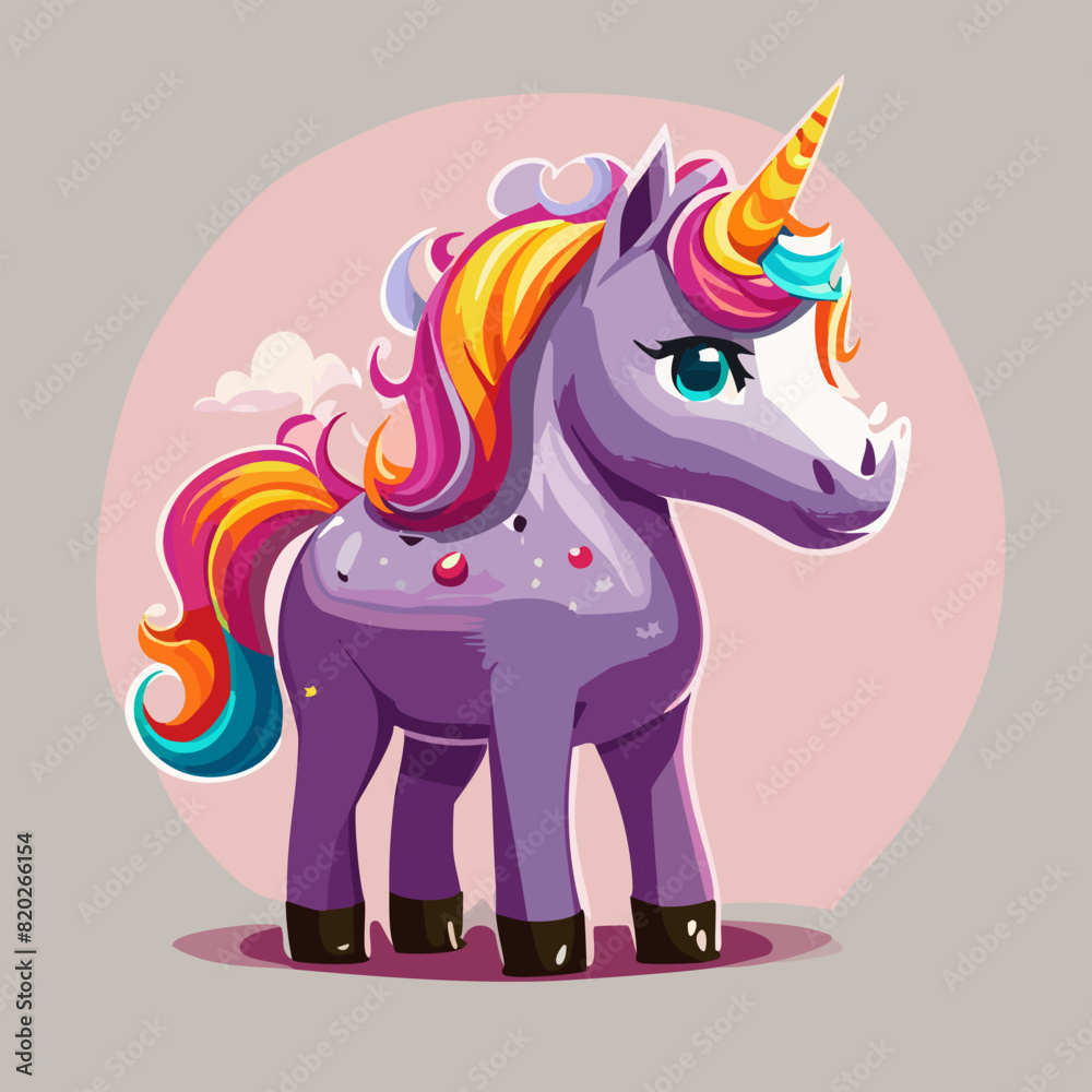 Fototapeta premium Unicorn in fairytale, Colorful Unicorn Illustration.