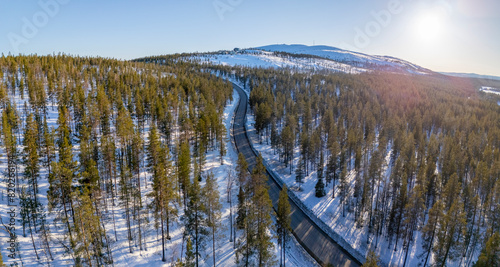 Panoramic scenery to the landscape in Levi, Finland's Lapland