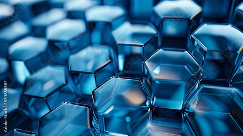 A close up of blue glass cubes.