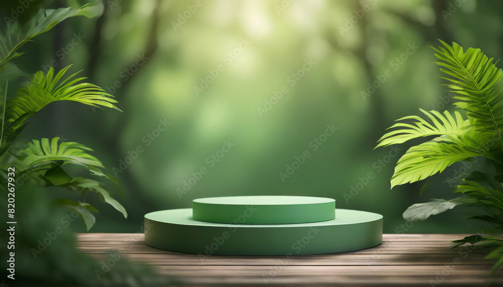 minimalist green podium set against a light, abstract background, ideal for 3D studio presentations and product displays, evoking simplicity and modern elegance minimalist green podium set against a light, abstract background, ideal for 3D studio presentations and product displays, evoking simplicity and modern elegance