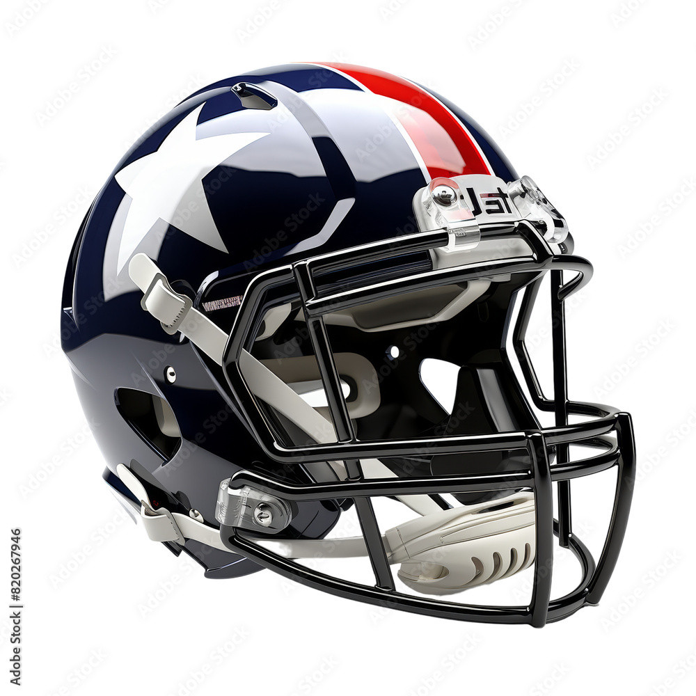 Fototapeta premium American football equipment helmet isolated on transparent background, cut out, PNG.