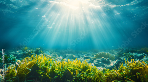 Underwater View of Seaweed and Sunlight © mattegg