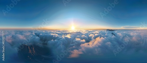 large area of sky, sunset, sea of clouds, ultra-wide angle, morning fog, loneliness, deep city, lonely atmosphere