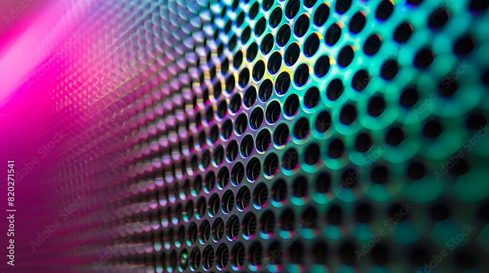 A close up of a metal mesh with bright colors. A close up of a metal mesh with bright colors.