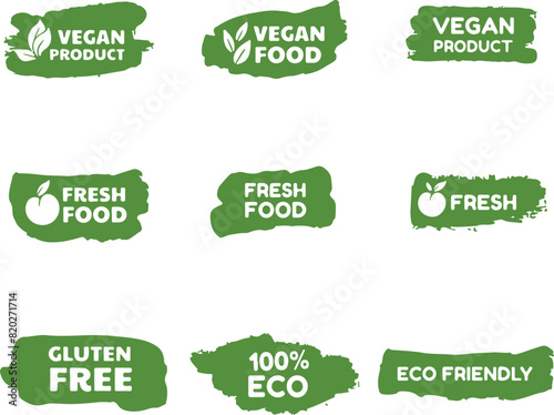 Pixel perfect green icon set of fresh vegan eco friendly gluten free natural healthy food product fruit vegetable. Icons flat vector illustrations isolated on white and transparent background
