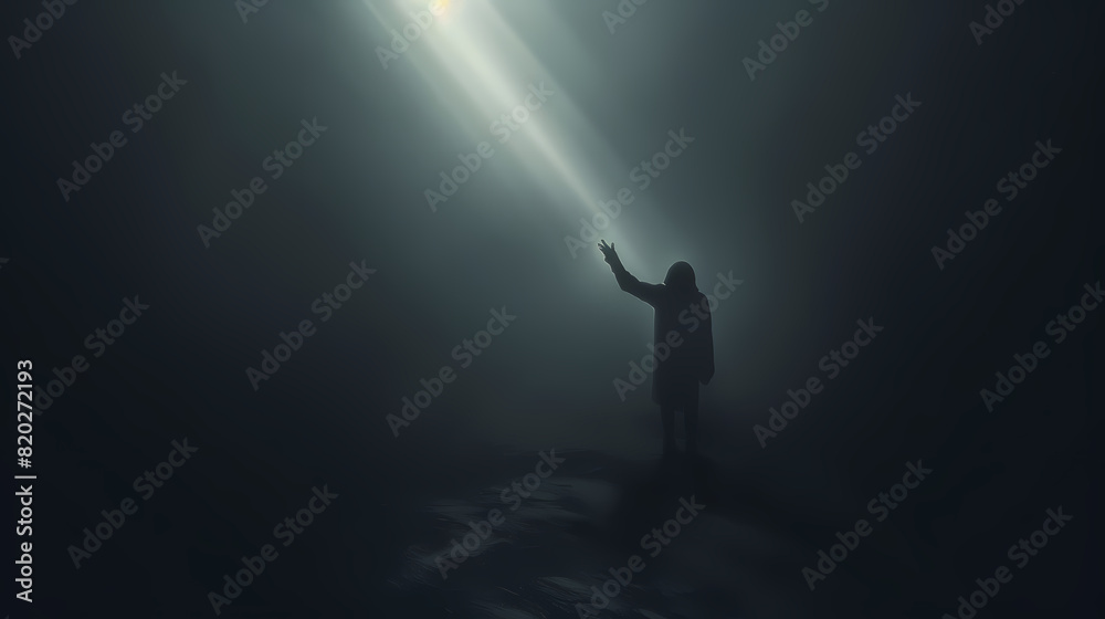 Person Surrounded by Darkness with Golden Light - Illuminating Contrast Person Surrounded by Darkness with Golden Light - Illuminating Contrast