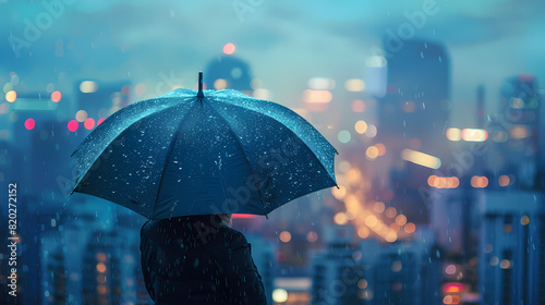 Wallpaper Mural Person Holding an Umbrella in the Rain - Capturing a Rainy Day Moment Torontodigital.ca