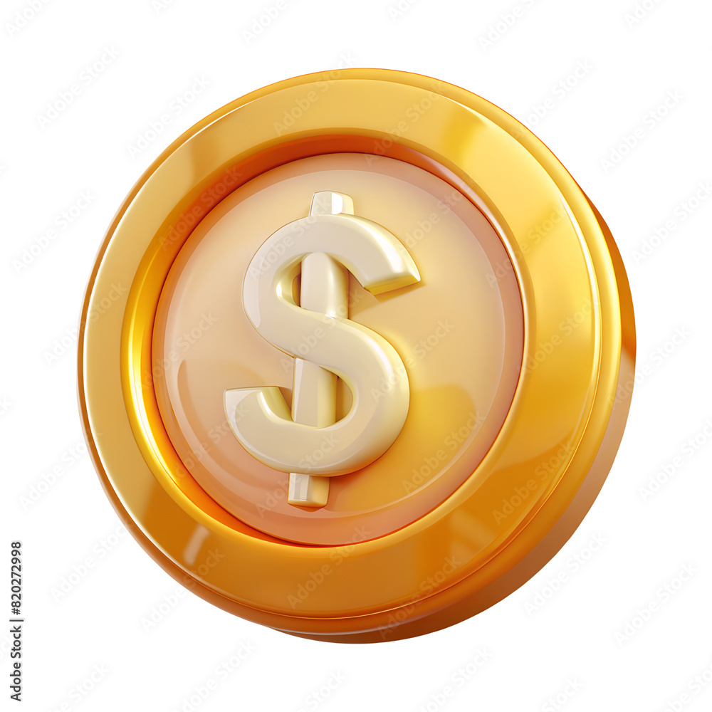 Gold coin cash money. 3D icon with transparent PNG background Gold coin cash money. 3D icon with transparent PNG background