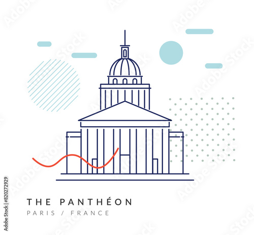 The Pantheon - Monument in Paris, France - Stock Illustration