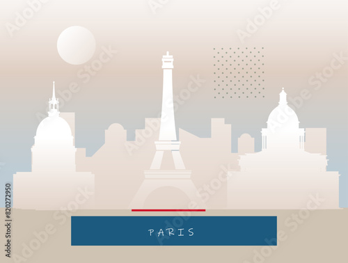 Paris City - Key Monument Skyline - Stock Illustration