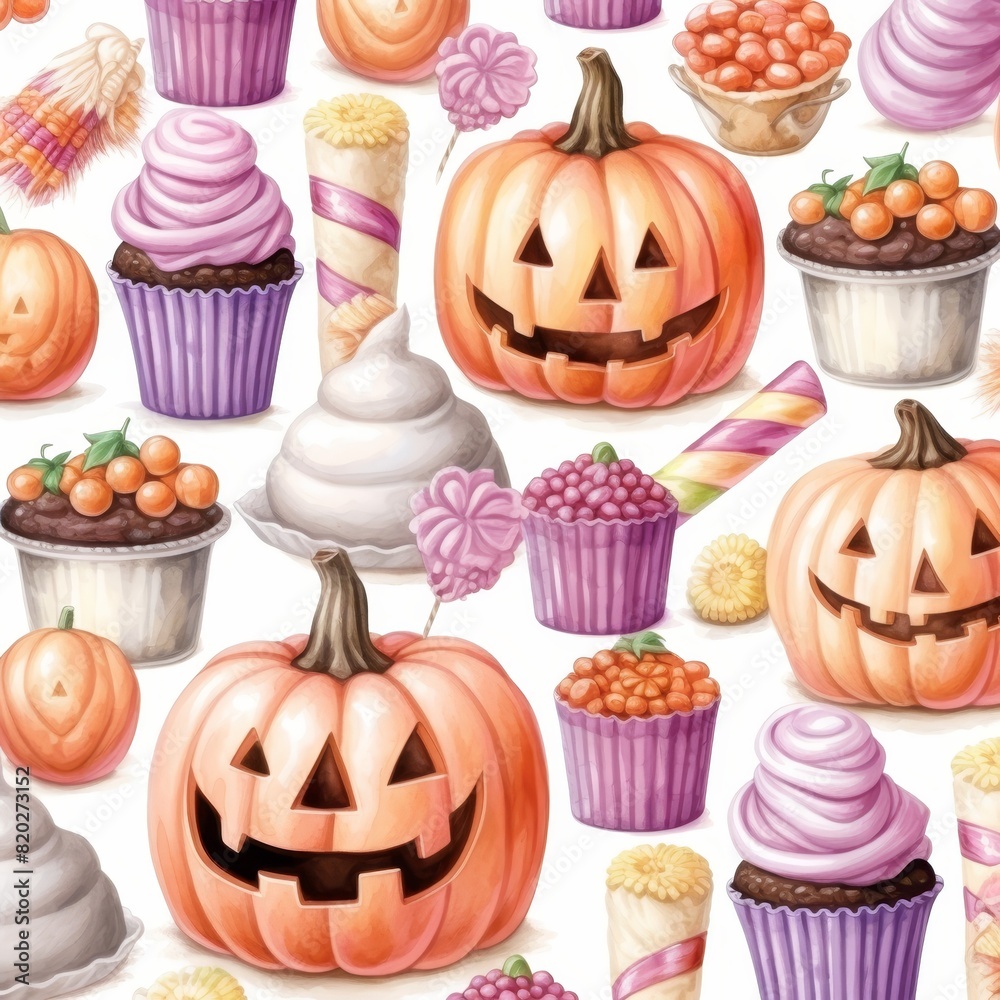 High-quality pastel halloween seamless pattern background for spooky design projects High-quality pastel halloween seamless pattern background for spooky design projects