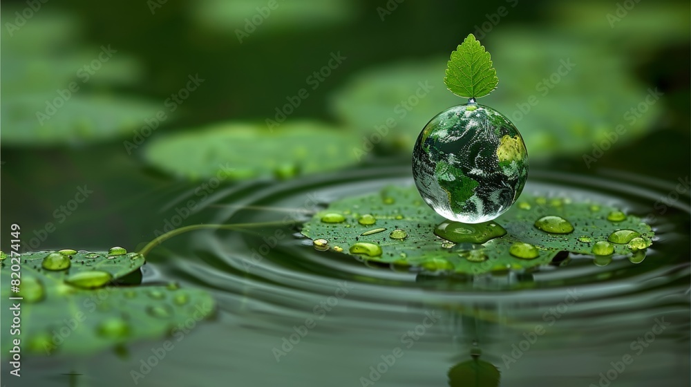 Crystal earth encased in glass sphere plunges into aquatic world, creating a stunning visual display Crystal earth encased in glass sphere plunges into aquatic world, creating a stunning visual display