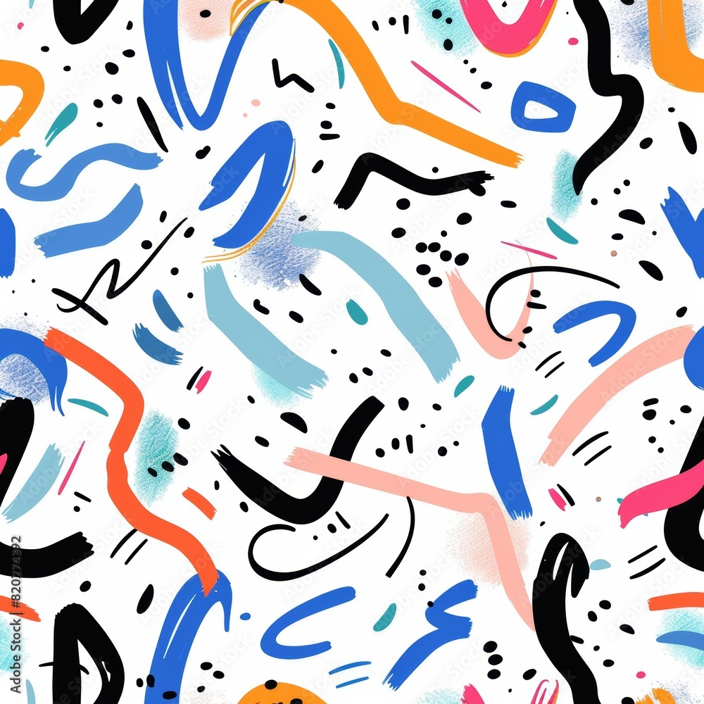 Colorful abstract seamless pattern with lettering on white background for print designs Colorful abstract seamless pattern with lettering on white background for print designs