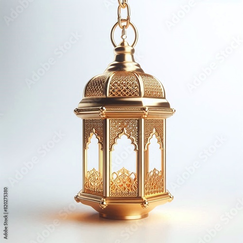 Elegant Gold Metal Lantern with Intricate Cutwork Design