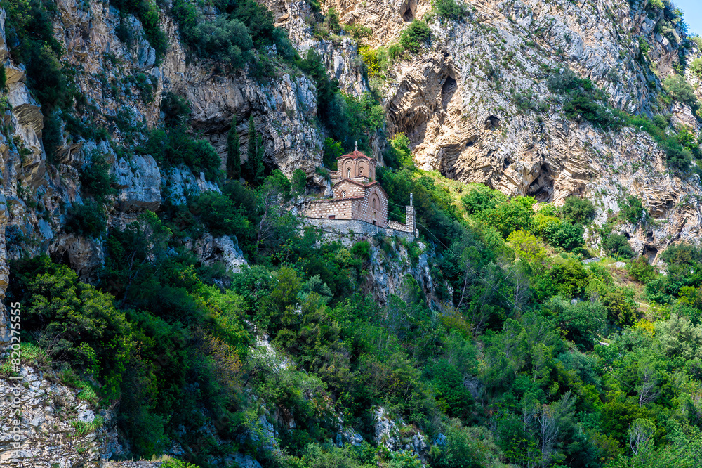 A view of Saint Michaels Church below the castle in Berat, Albania in summertime