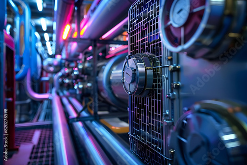 Concentrate on heat exchanger in condenser unit for optimal performance. Concept Heat Exchanger, Condenser Unit, Optimal Performance, Energy Efficiency, Maintenance Strategies AI photo