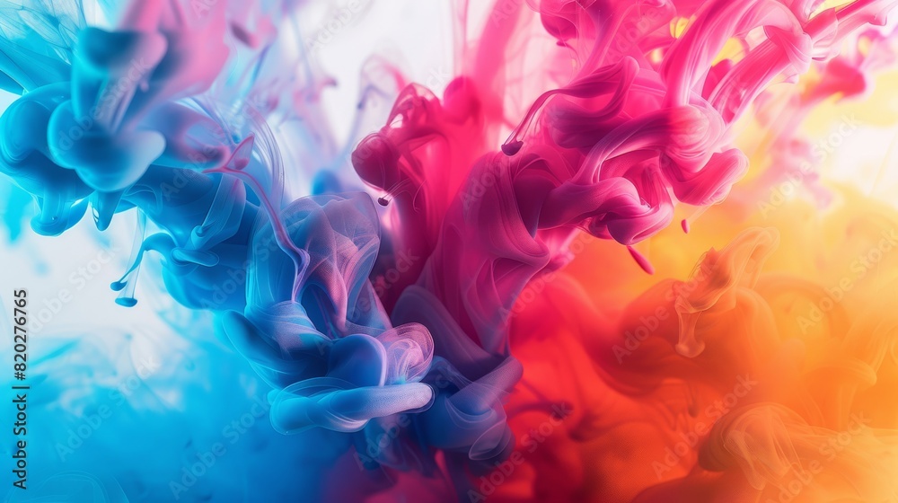Fototapeta premium Beautiful colorful abstract background. Stylish modern background. Watercolor ink in water. Powerful explosion of paints on a white background. Cool trending screensaver. High quality photo