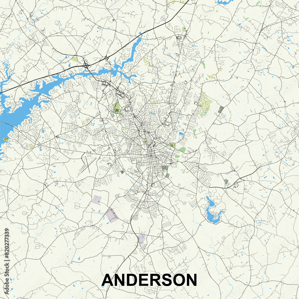 Anderson, South Carolina, USA map poster art