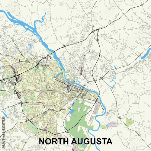 North Augusta, South Carolina, USA map poster art