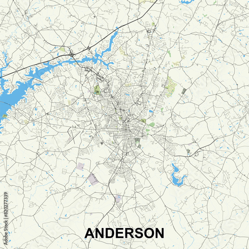 Anderson, South Carolina, USA map poster art photo