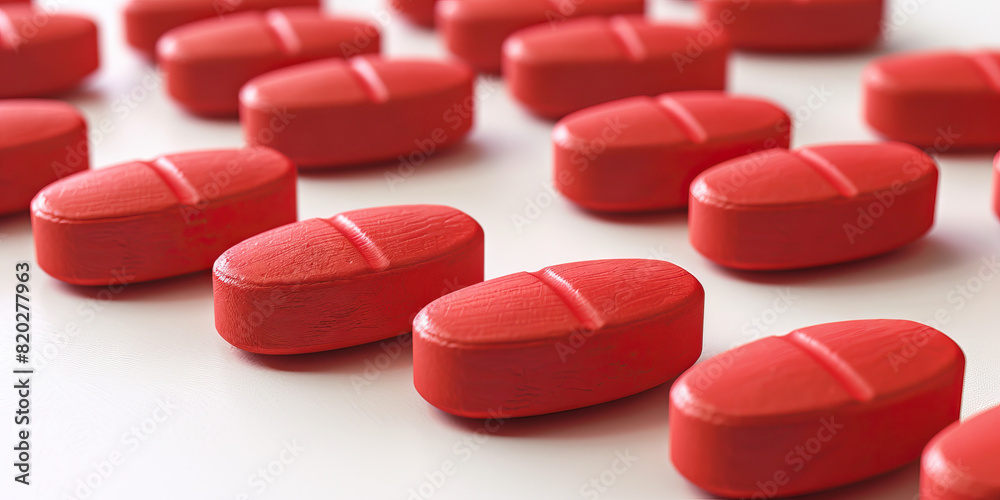 Elegant White Surface Showcases Red Pills: A Symbol of Hope Elegant White Surface Showcases Red Pills: A Symbol of Hope