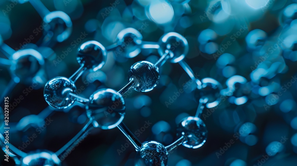 A close up of a blue molecule. A close up of a blue molecule.