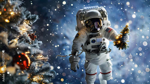 Astronaut celebrating holidays in space
