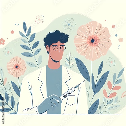 Portrait of a Scientist: Illustration Depicting a Dedicated Researcher photo