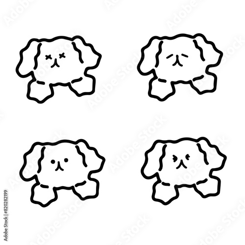Simple Dog Doodles- Line Art Pups with Emoticon Expressions