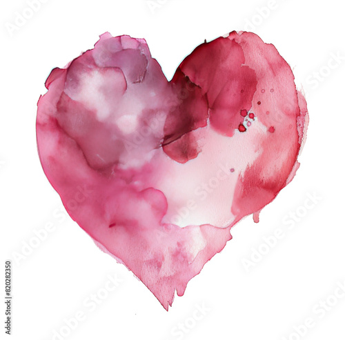 Pink Heart Painted With Watercolors