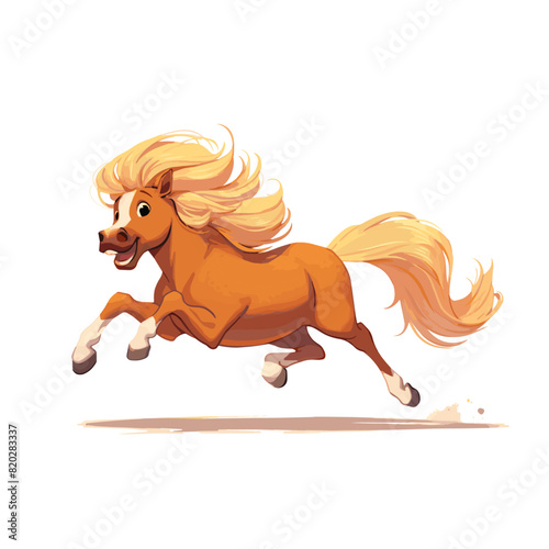 Cartoon funny horse galloping forward, vector
