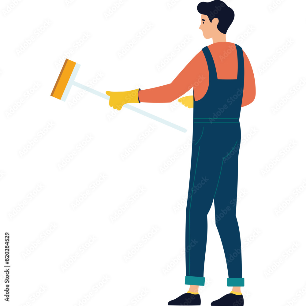 Janitor Cleaning With Mop Or Broom Janitor Cleaning With Mop Or Broom